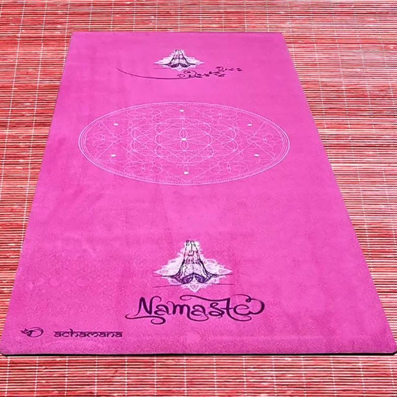 Tapis de yoga épais namasté rose 6mm