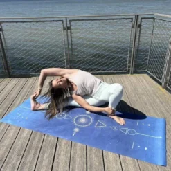 Tapis de yoga voyage samadhi bleu
