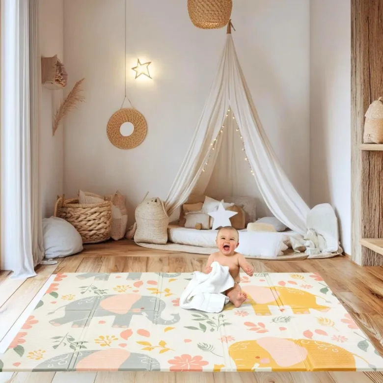 Tapis d'éveil bébé pliable double faces