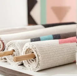 Tapis mural tissé pour enfant en coton et lin medina multicolore