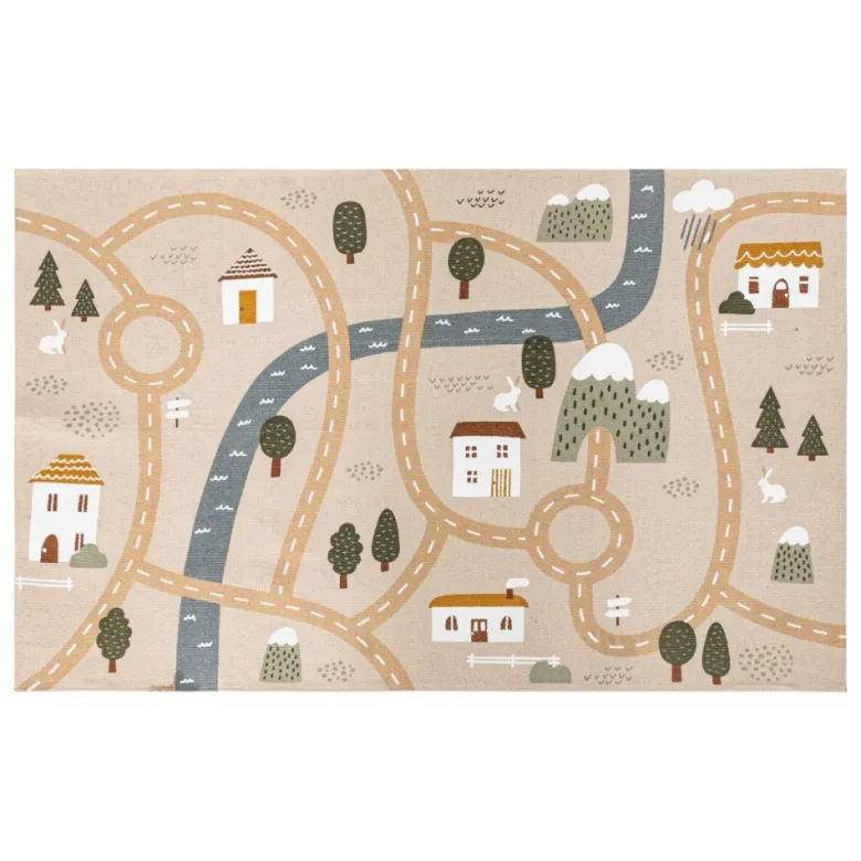 Tapis pour enfant route en coton