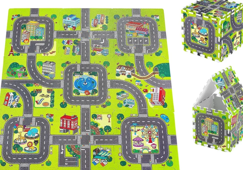 Tapis puzzle éveil bébé parcours voiture