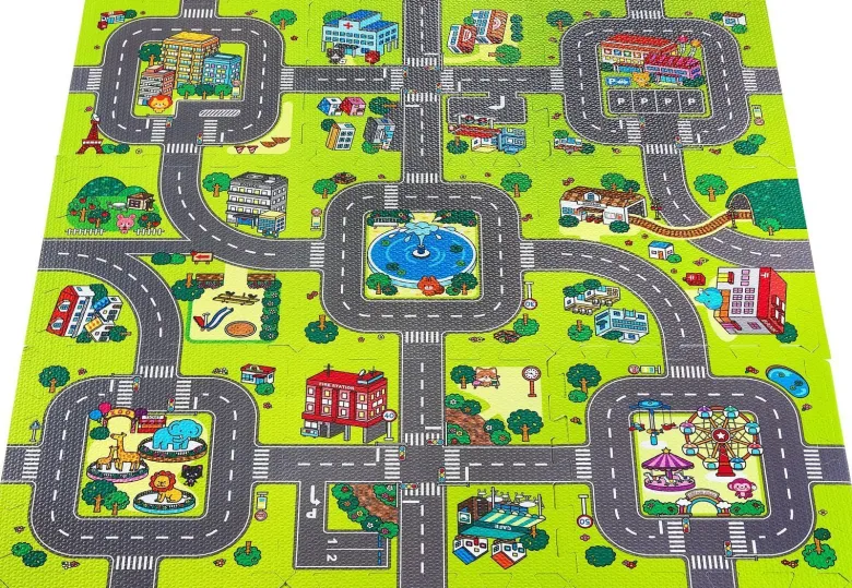 Tapis puzzle éveil bébé parcours voiture