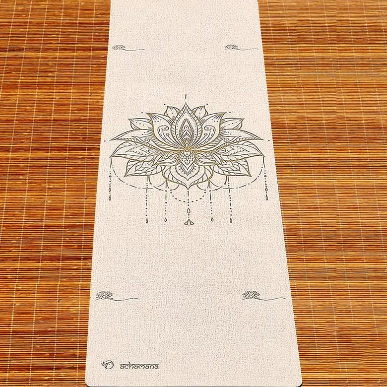 Tapis yoga chanvre fleur de lotus