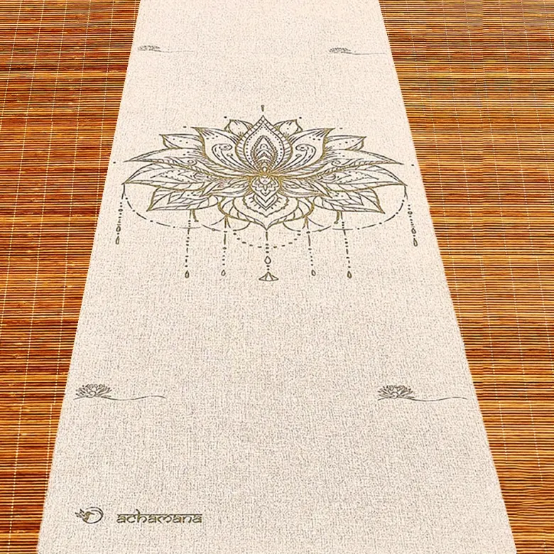 Tapis yoga chanvre fleur de lotus