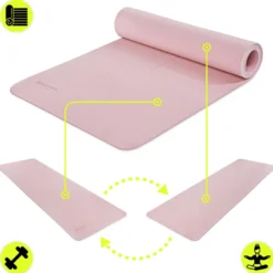 Tapis yoga fitness hypermotion lotos tpe 6 mm 183x61 cm rose avec sangle