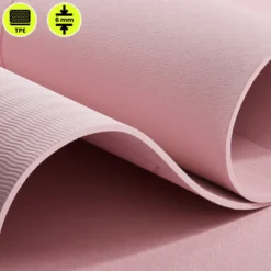 Tapis yoga fitness hypermotion lotos tpe 6 mm 183x61 cm rose avec sangle