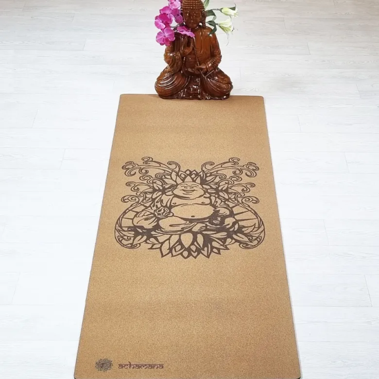 Tapis yoga liège bouddha rieur (mm