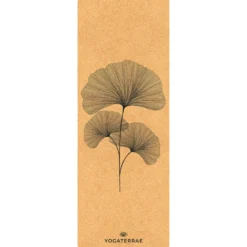 Tapis yoga liège ginkgo biloba + sangle