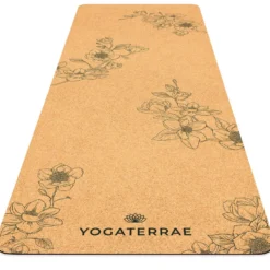 Tapis yoga liège magnolias + sangle, sac