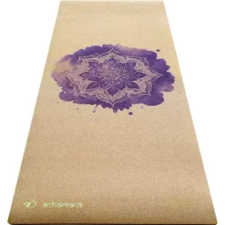 Tapis yoga 6mm liège rose de mandala