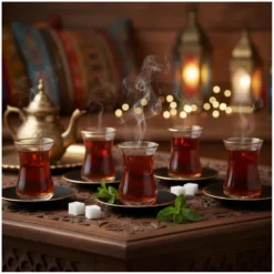 Tasses à thé noir et or - lot de 6