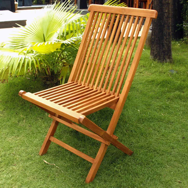 Teck lot de 4 chaises pliantes jardin teck massif huilé