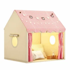 Tente de jeu grande ouverture pour enfant en polyester rose