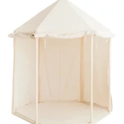 Tente d'intérieur pavillon avec tapis pour enfant en tissu beige