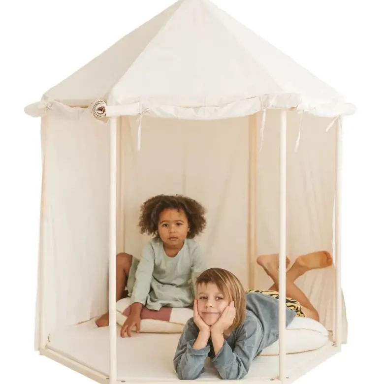 Tente d'intérieur pavillon pour enfant en tissu beige