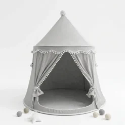 Tente enfant château de fée avec tapis gris