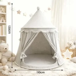 Tente enfant château de fée avec tapis gris