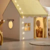 Tente maison avec guirlande pour enfant en polyester jaune