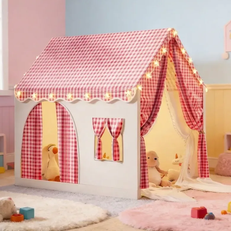 Tente maison de jeu d'intérieur pour enfant rose
