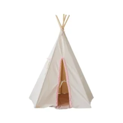 Tente tipi avec pompoms - beige rose