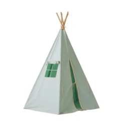 Tente tipi avec pompoms et tapis vert me