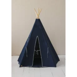 Tente tipi bleu marine lin naturel