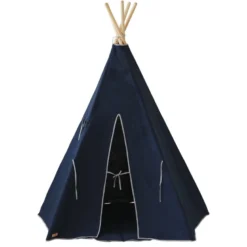 Tente tipi bleu marine lin naturel