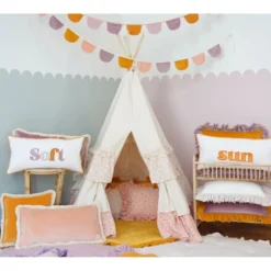 Tente tipi rose blanc avec volants
