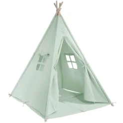 Tente tipi vert pour enfant bois fsc et