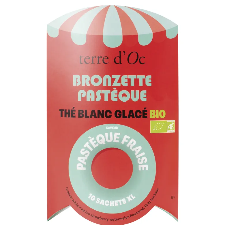 Thé blanc glacé bio pastèque fraise Bronzette 10 sachets XL terre d'Oc
