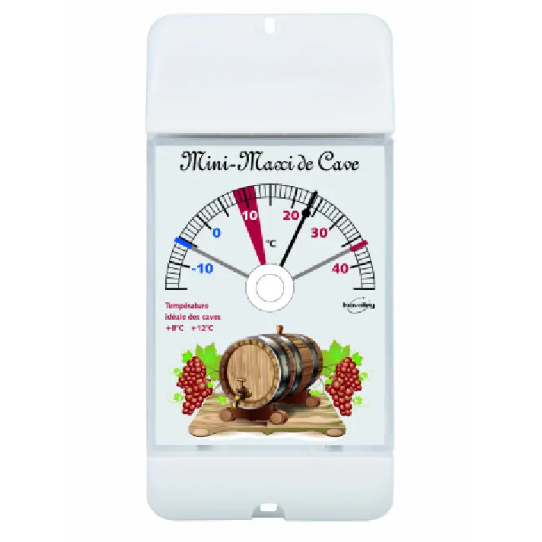 Thermomètre mini-maxi de cave blanc