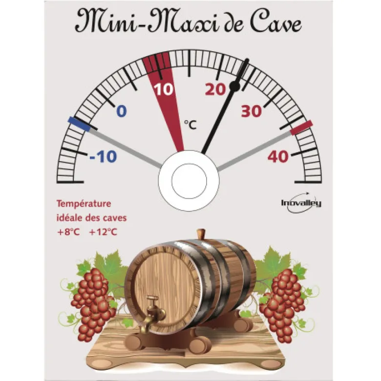 Thermomètre mini-maxi de cave blanc