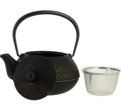 Théière fonte seigaiha noir-doré 900 ml