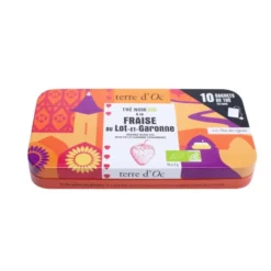 Thé noir bio en sachets fraise du lot-e