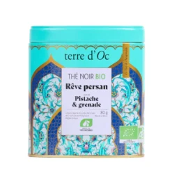 Thé noir bio Rêve Persan pistache grenade 80 g terre d'Oc