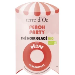 Thé noir glacé bio pêche Peach party 10 sachets XL terre d'Oc