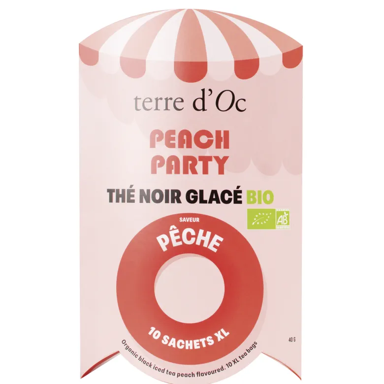 Thé noir glacé bio pêche Peach party 10 sachets XL terre d'Oc