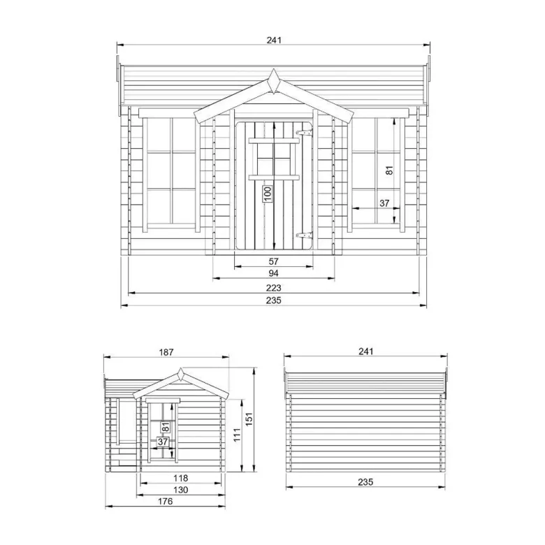 Timbela maison en bois pour enfants - 241x187xh151cm-2.63m2