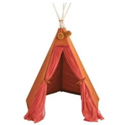 Tipi d'intérieur pour enfant en tissu rouge