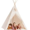 Tipi extra large avec tapis pour enfant en tissu beige