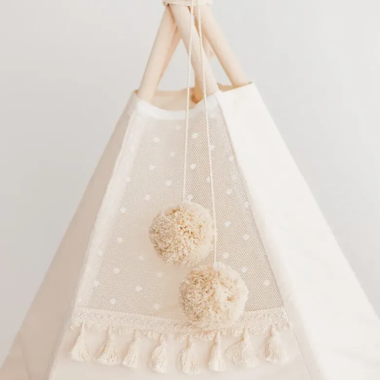 Tipi extra large sans tapis pour enfant en tissu beige