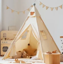 Tipi petit ours pour enfant en coton beige