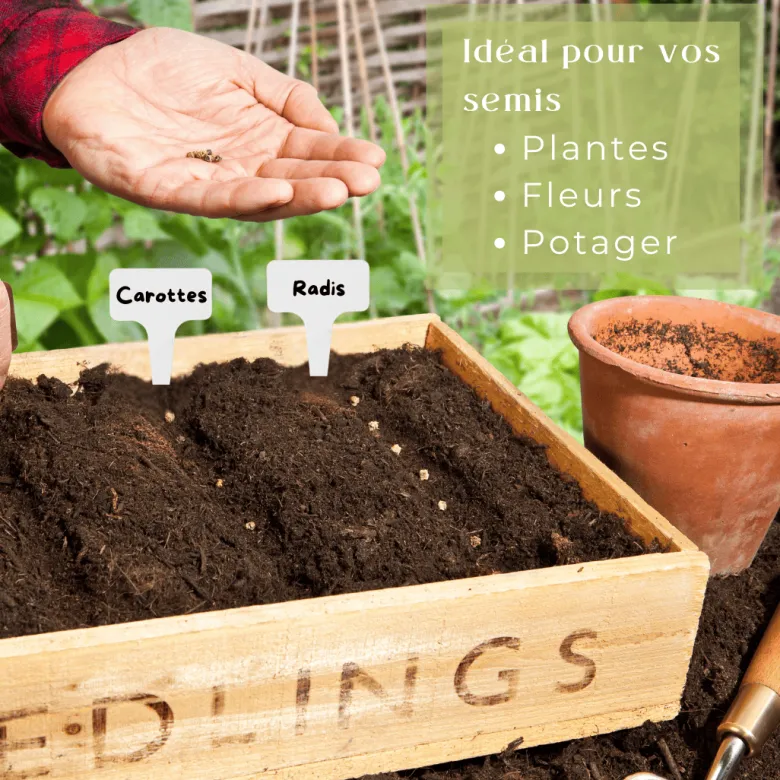 120 étiquettes blanches jardin à planter en plastique + marqueur