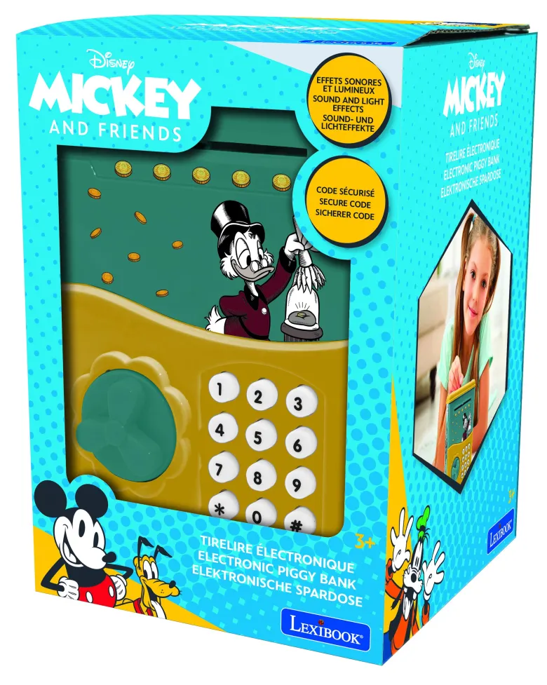 Tirelire électronique disney picsou avec effets sonores et lumineux.