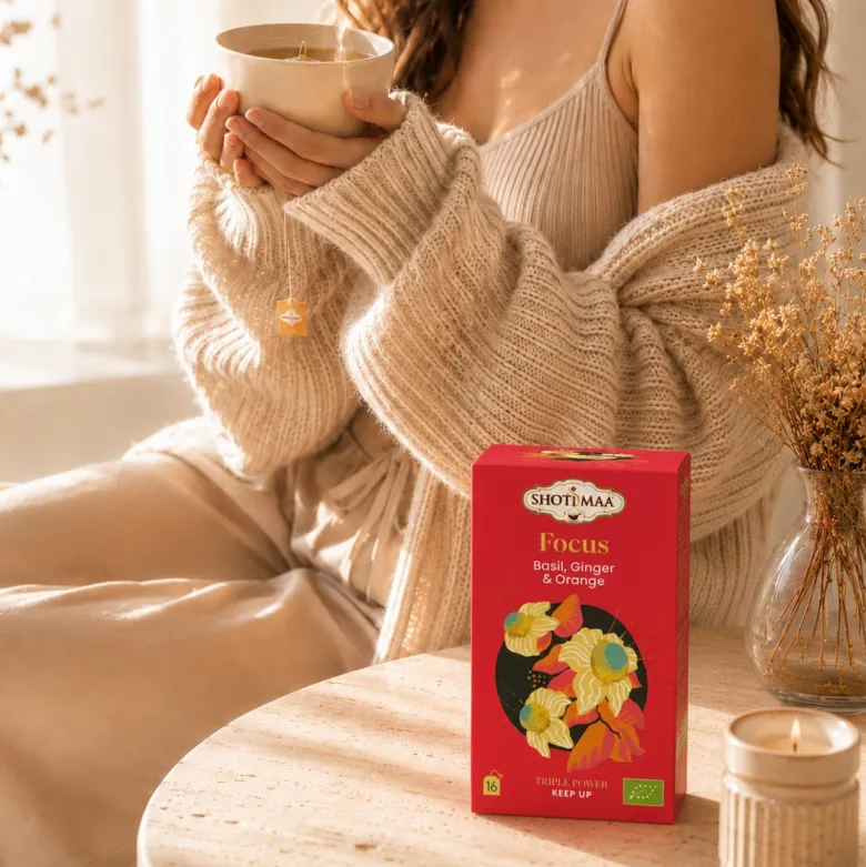 Tisane bio focus – infusion basilic, gingembre & orange pour clarté d’esprit