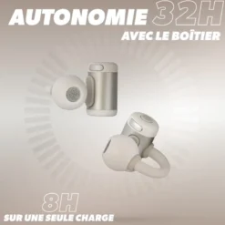 T'nb - écouteurs sport sans fil energy zen à clip, confortables - beige