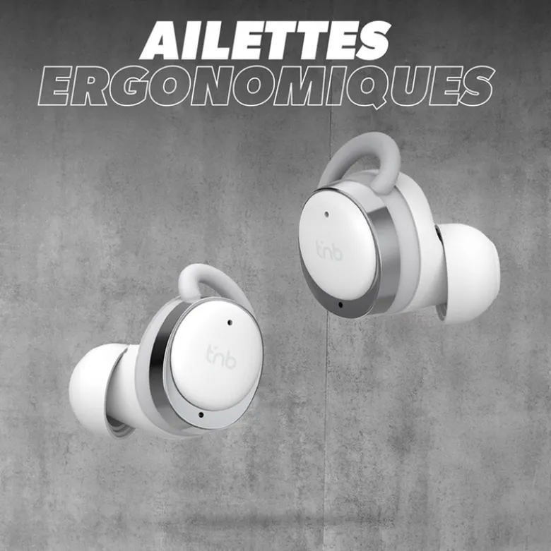 T'nb - écouteurs sport sans fil energy bud, confortables - blanc