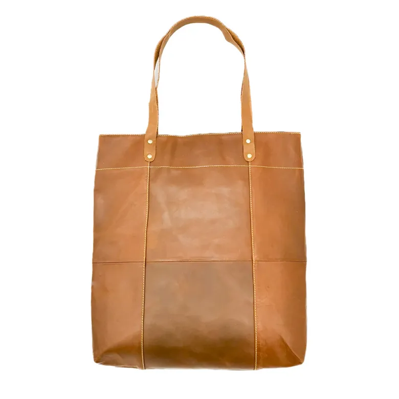 Tote bag cuir emilie havane