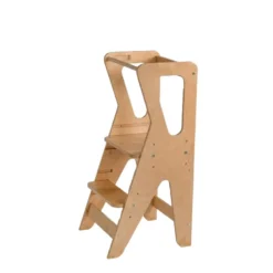 Tour d'apprentissage montessori réglable pour enfant en bois marron